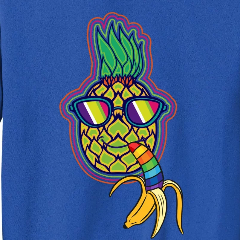 Rainbow Striped Banana Pineapple Cute Gift Fruit Great Gift Tall Sweatshirt