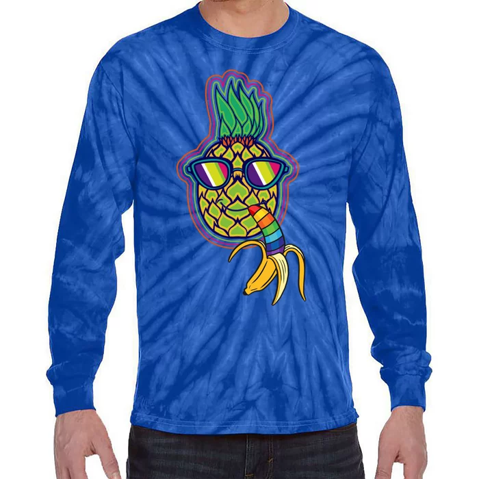 Rainbow Striped Banana Pineapple Cute Gift Fruit Great Gift Tie-Dye Long Sleeve Shirt