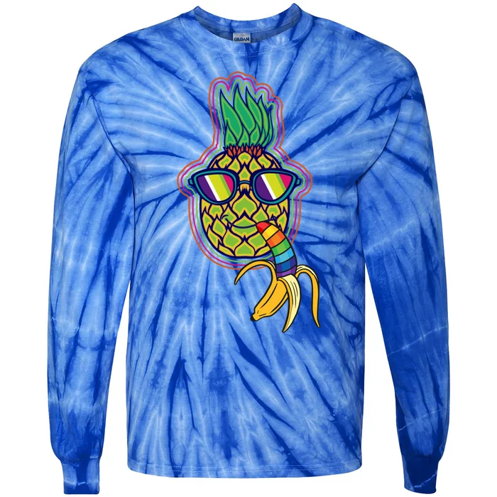 Rainbow Striped Banana Pineapple Cute Gift Fruit Great Gift Tie-Dye Long Sleeve Shirt