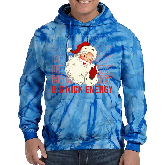 Retro Santa Big Nick Energy Vintage Christmas Gift Tie Dye Hoodie