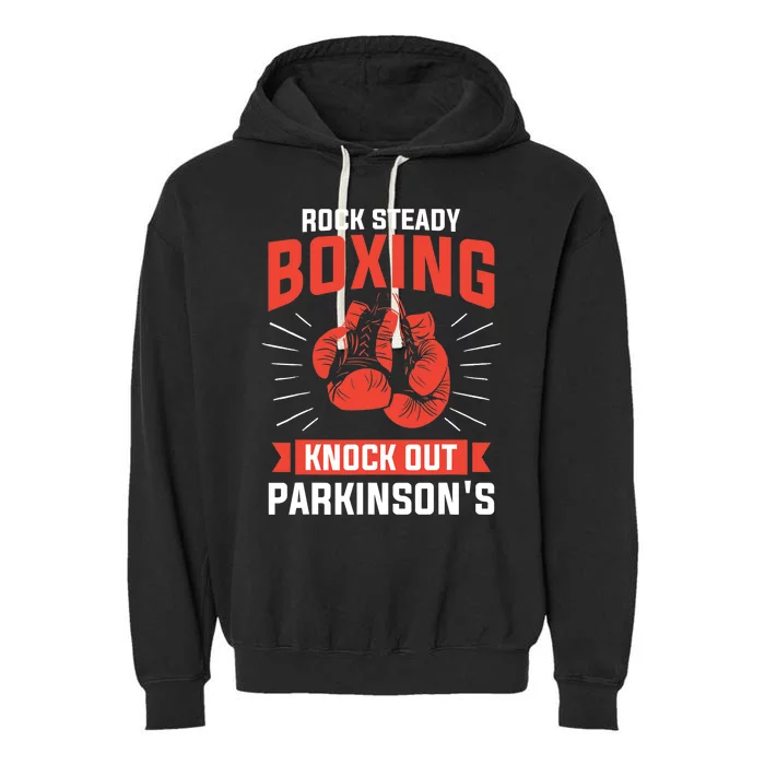 Rock Steady Boxing Knock Out Parkinson's Boxer Garment-Dyed Fleece Hoodie