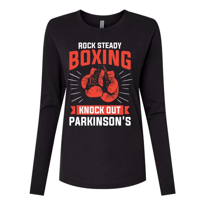 Rock Steady Boxing Knock Out Parkinson's Boxer Womens Cotton Relaxed Long Sleeve T-Shirt