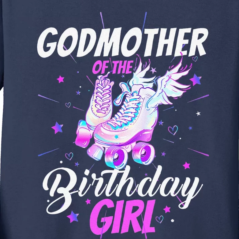 Roller Skate Birthday Godmother Funny Roller Skating Party Kids Long Sleeve Shirt