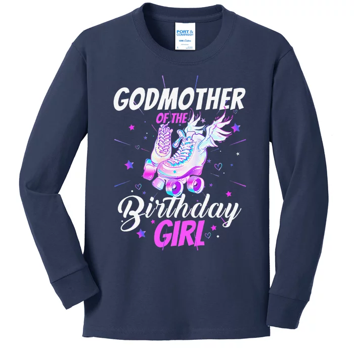 Roller Skate Birthday Godmother Funny Roller Skating Party Kids Long Sleeve Shirt