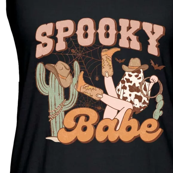 Retro Spooky Babe Boo Ghost Pumpkin Halloween Costume Gift Ladies Essential Flowy Tank