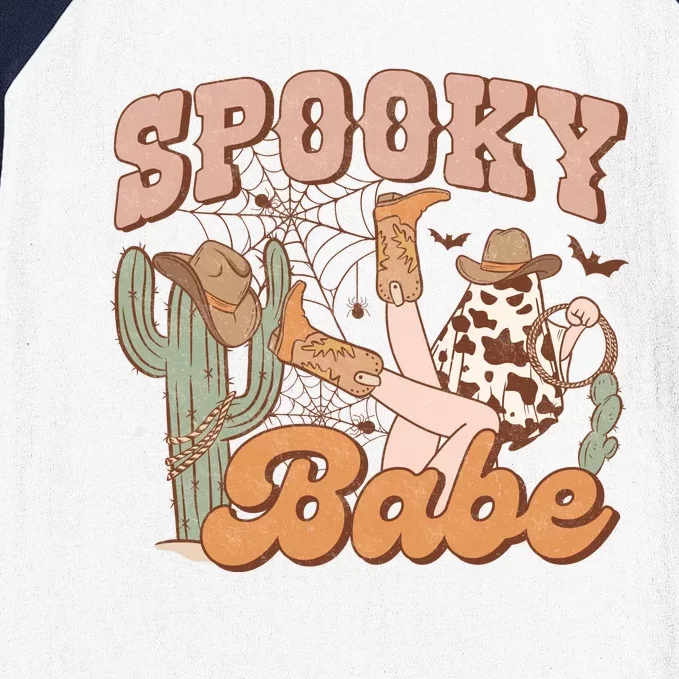 Retro Spooky Babe Boo Ghost Pumpkin Halloween Costume Gift Baseball Sleeve Shirt