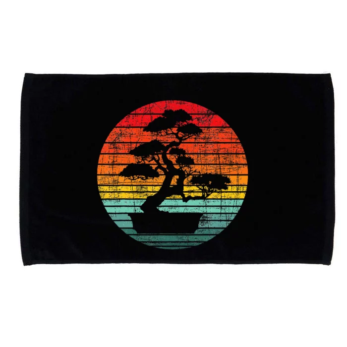 Retro Sunset Bonsai Tree Gardener Japan Japanese Culture Microfiber Hand Towel