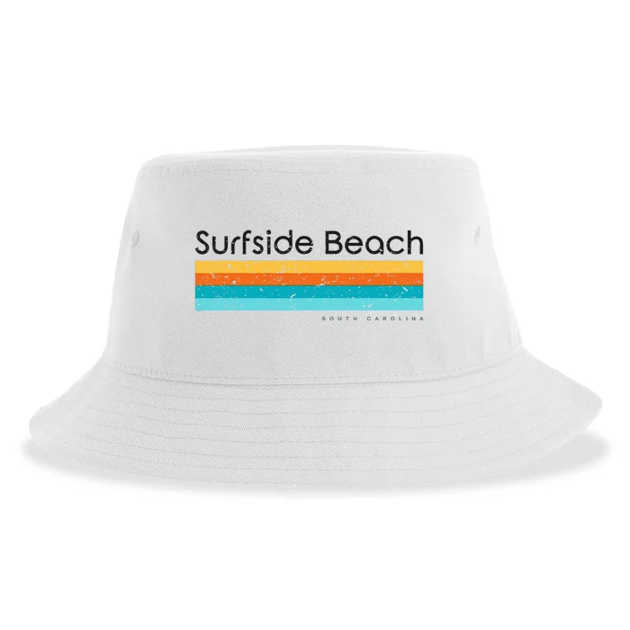 Retro Surfside Beach South Carolina Vintage Design Sustainable Bucket Hat