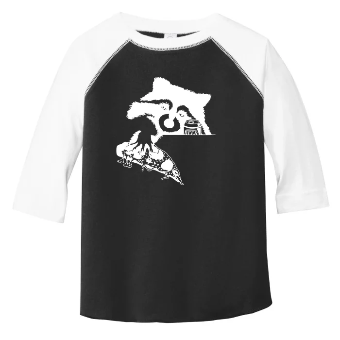 Raccoon Stealing Beer And Pizza Toddler Fine Jersey T-Shirt