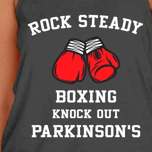 Rock Steady Boxing Knock Out Parkinsons Women's Knotted Racerback Tank