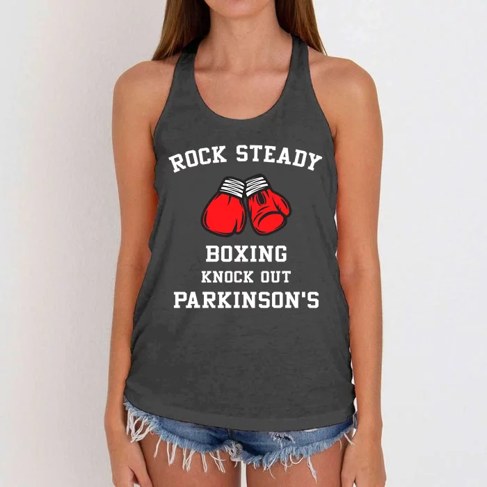 Rock Steady Boxing Knock Out Parkinsons Women's Knotted Racerback Tank