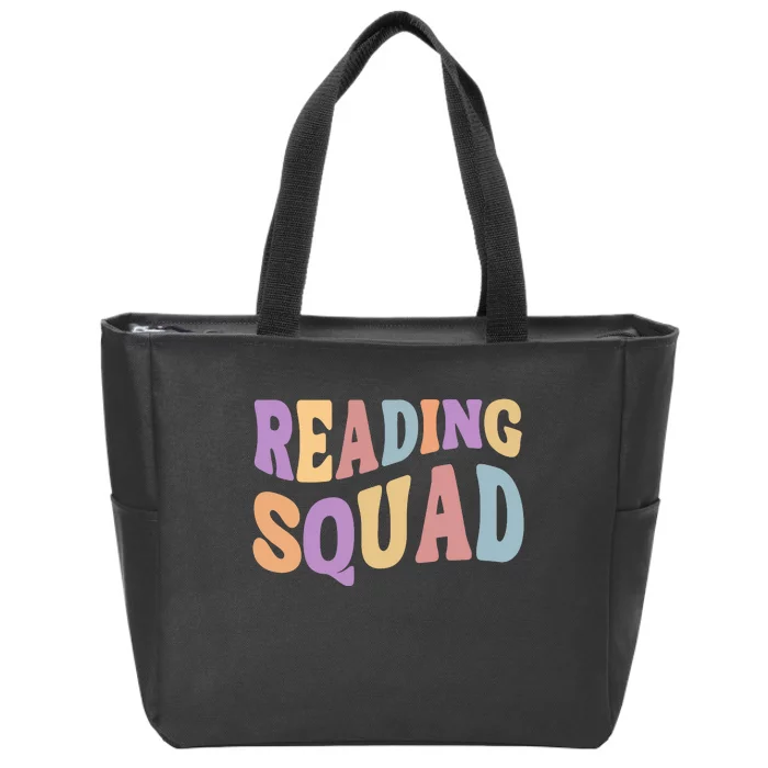 Reading Squad Book Lover Bookworm Zip Tote Bag