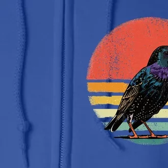 Retro Starling Bird Animal Birdwatcher Bird Lover Full Zip Hoodie