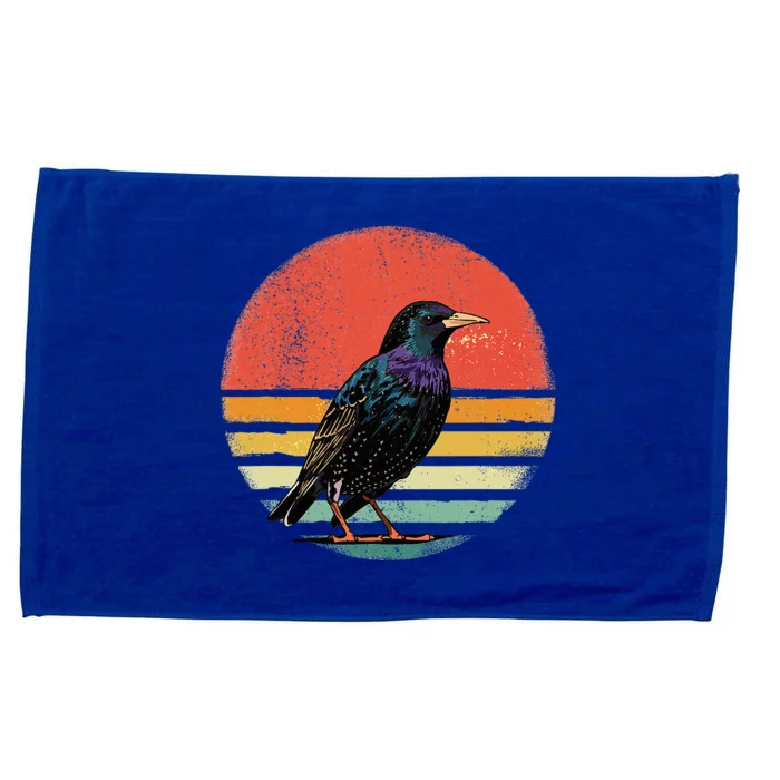 Retro Starling Bird Animal Birdwatcher Bird Lover Microfiber Hand Towel