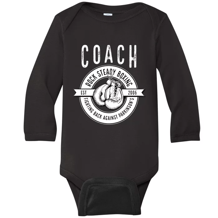 Rock Steady Boxing Coach Fight ParkinsonS Great Gift Baby Long Sleeve Bodysuit