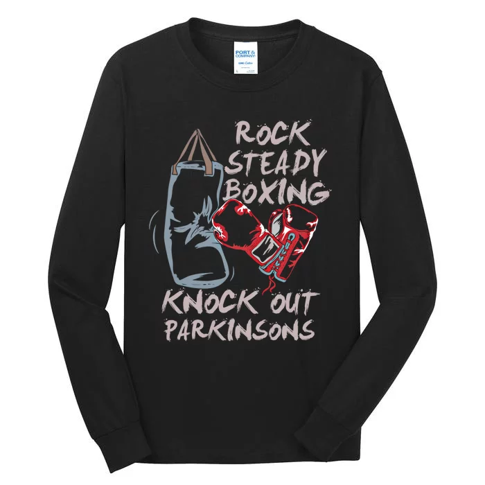 Rock Steady Boxing Knock Out Parkinsons Gift Tall Long Sleeve T-Shirt