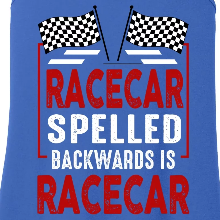 Racecar Spelled Backwards Funny Car Mechanic Race Car Ladies Essential Tank