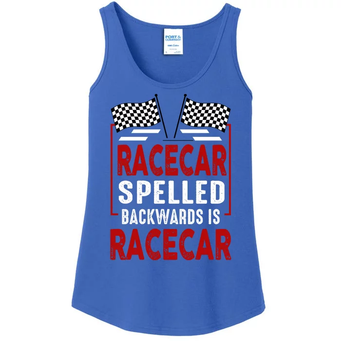 Racecar Spelled Backwards Funny Car Mechanic Race Car Ladies Essential Tank