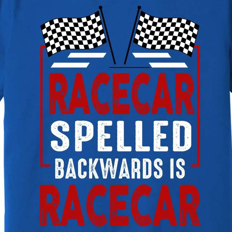 Racecar Spelled Backwards Funny Car Mechanic Race Car Premium T-Shirt