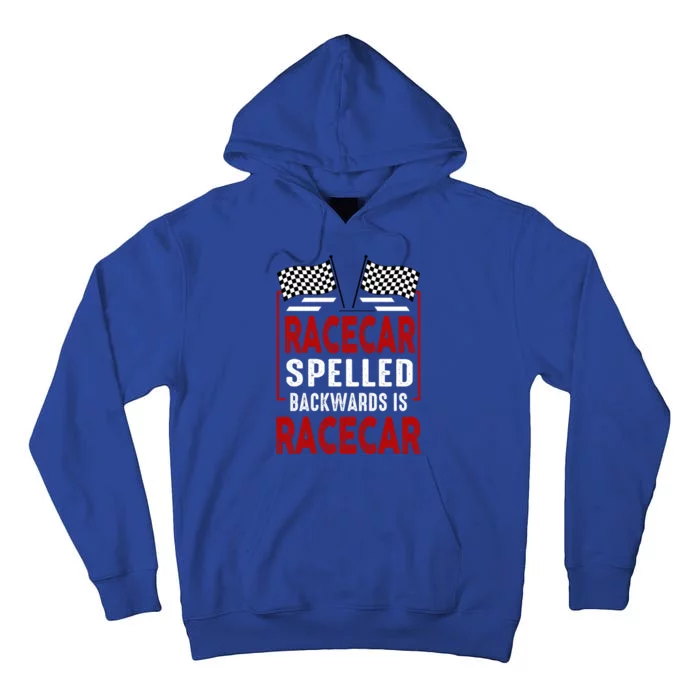 Racecar Spelled Backwards Funny Car Mechanic Race Car Tall Hoodie