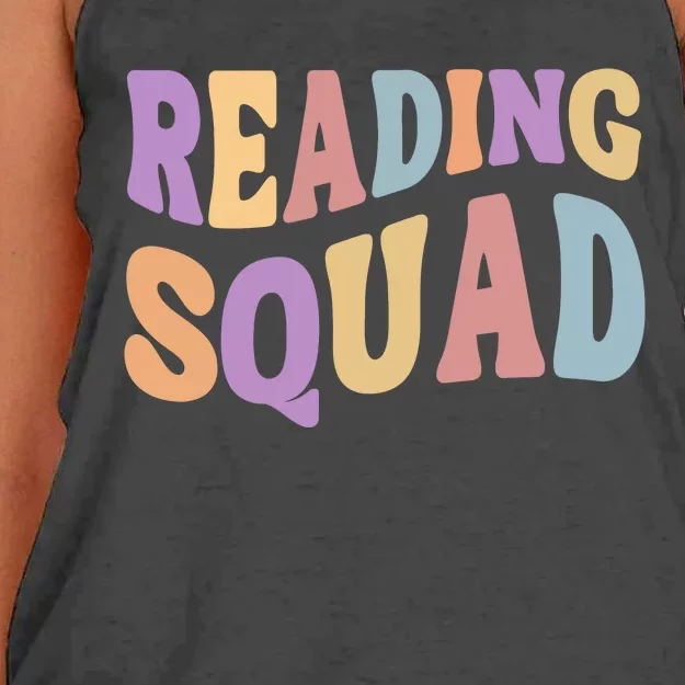 Reading Squad Book Lover Bookworm Women's Knotted Racerback Tank