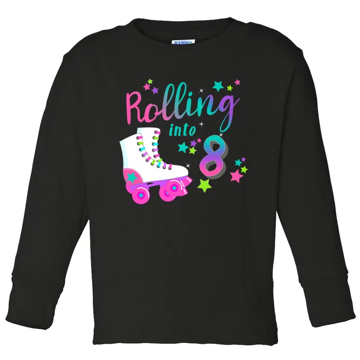 Roller Skate Birthday Shirt 5th 80's Outfit Decades Party Toddler Long Sleeve Shirt