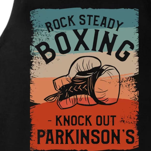 Rock Steady Boxing Knock Out Parkinsons Awareness Ladies Tri-Blend Wicking Tank