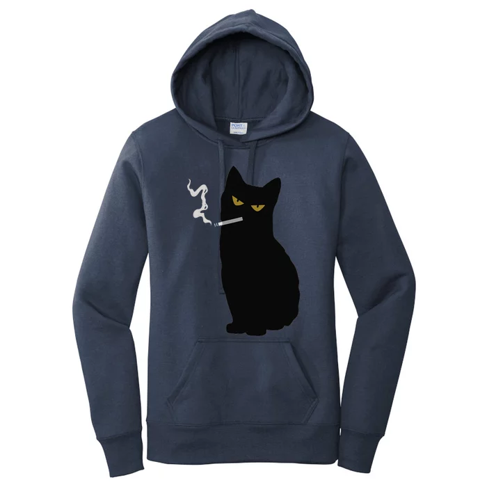 Rebel Smoking Bad Black Cat Funny Black Cat Gifts Women's Pullover Hoodie