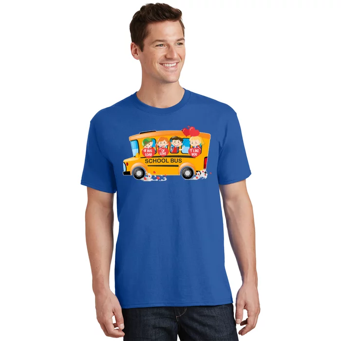 Rnqp School Bus Loads Of Love School Bus Driver Valentine Gift T-Shirt