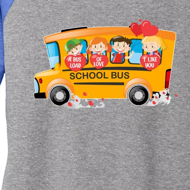 Rnqp School Bus Loads Of Love School Bus Driver Valentine Gift Women's Tri-Blend 3/4-Sleeve Raglan Shirt