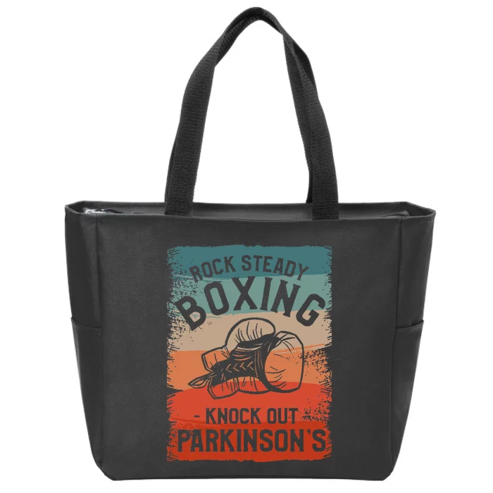 Rock Steady Boxing Knock Out Parkinsons Awareness Zip Tote Bag