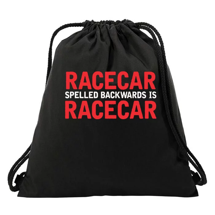 Racecar Spelled Backwards Car Drag Racing Lover Design Drawstring Bag