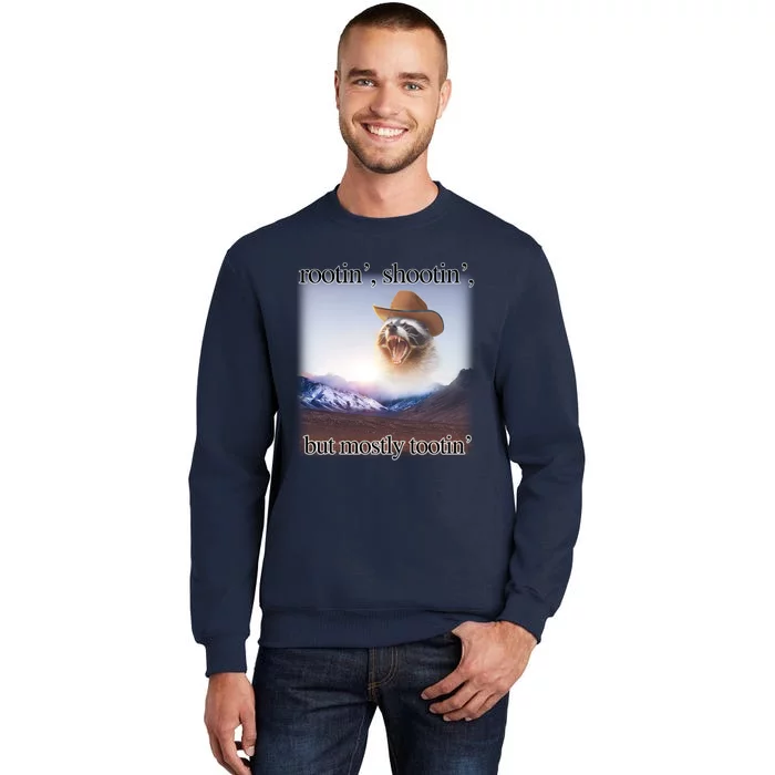 Rootin Shootin But Mostly Tootin Cowboy Raccoon Word Art Sweatshirt