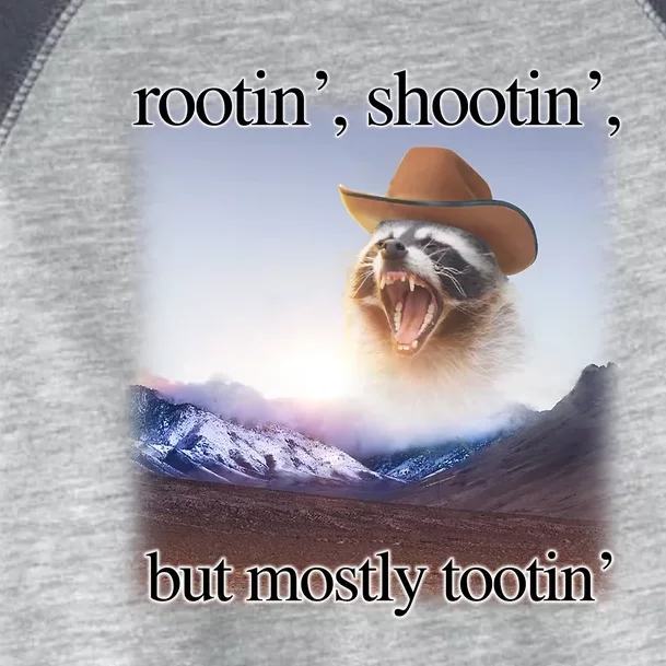 Rootin Shootin But Mostly Tootin Cowboy Raccoon Word Art Toddler Fine Jersey T-Shirt