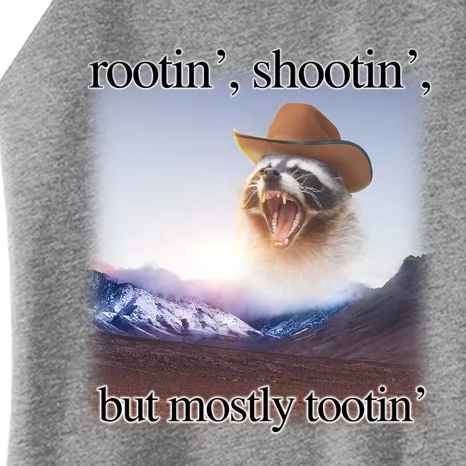 Rootin Shootin But Mostly Tootin Cowboy Raccoon Word Art Women’s Perfect Tri Rocker Tank