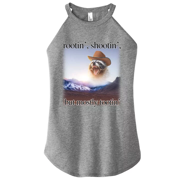 Rootin Shootin But Mostly Tootin Cowboy Raccoon Word Art Women’s Perfect Tri Rocker Tank