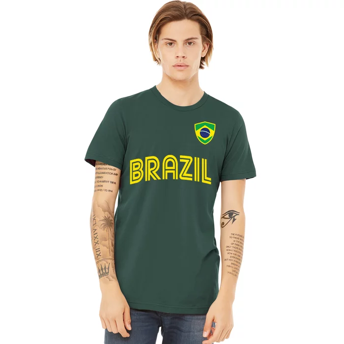 Retro Style Brazil Soccer Team Brasil Football Fans Brazil World Cup 2022 Premium T-Shirt