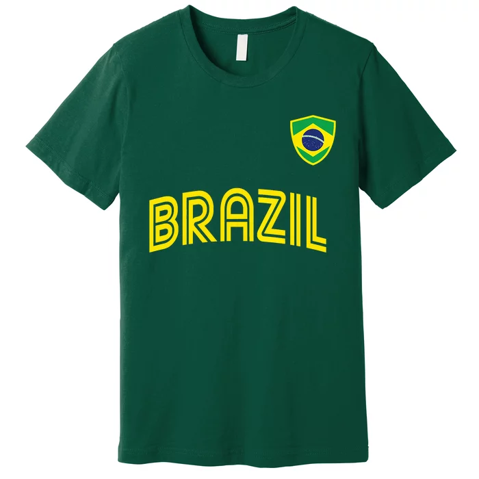 Retro Style Brazil Soccer Team Brasil Football Fans Brazil World Cup 2022 Premium T-Shirt