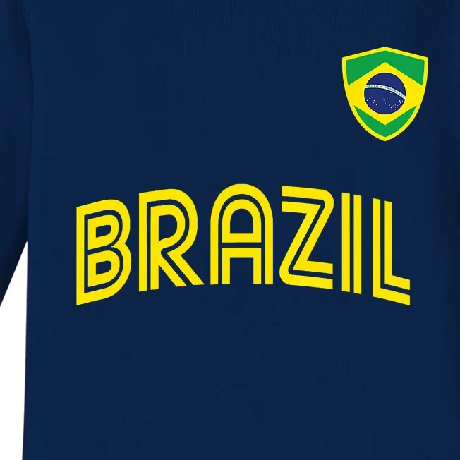 Retro Style Brazil Soccer Team Brasil Football Fans Brazil World Cup 2022 Baby Long Sleeve Bodysuit