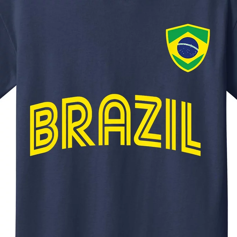 Retro Style Brazil Soccer Team Brasil Football Fans Brazil World Cup 2022 Kids T-Shirt