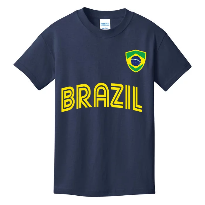 Retro Style Brazil Soccer Team Brasil Football Fans Brazil World Cup 2022 Kids T-Shirt