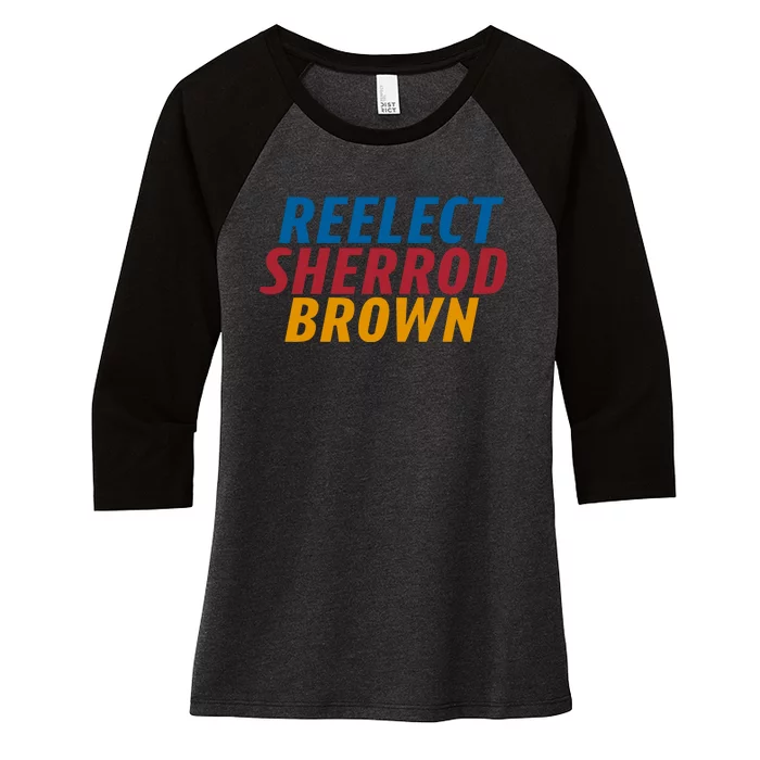 Reelect Sherrod Brown Women's Tri-Blend 3/4-Sleeve Raglan Shirt