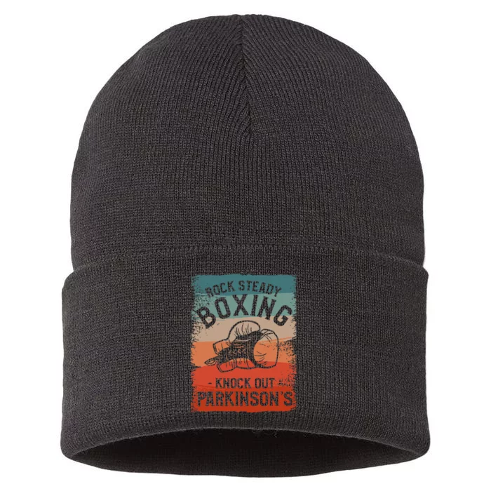 Rock Steady Boxing Knock Out ParkinsonS Awareness Sustainable Knit Beanie