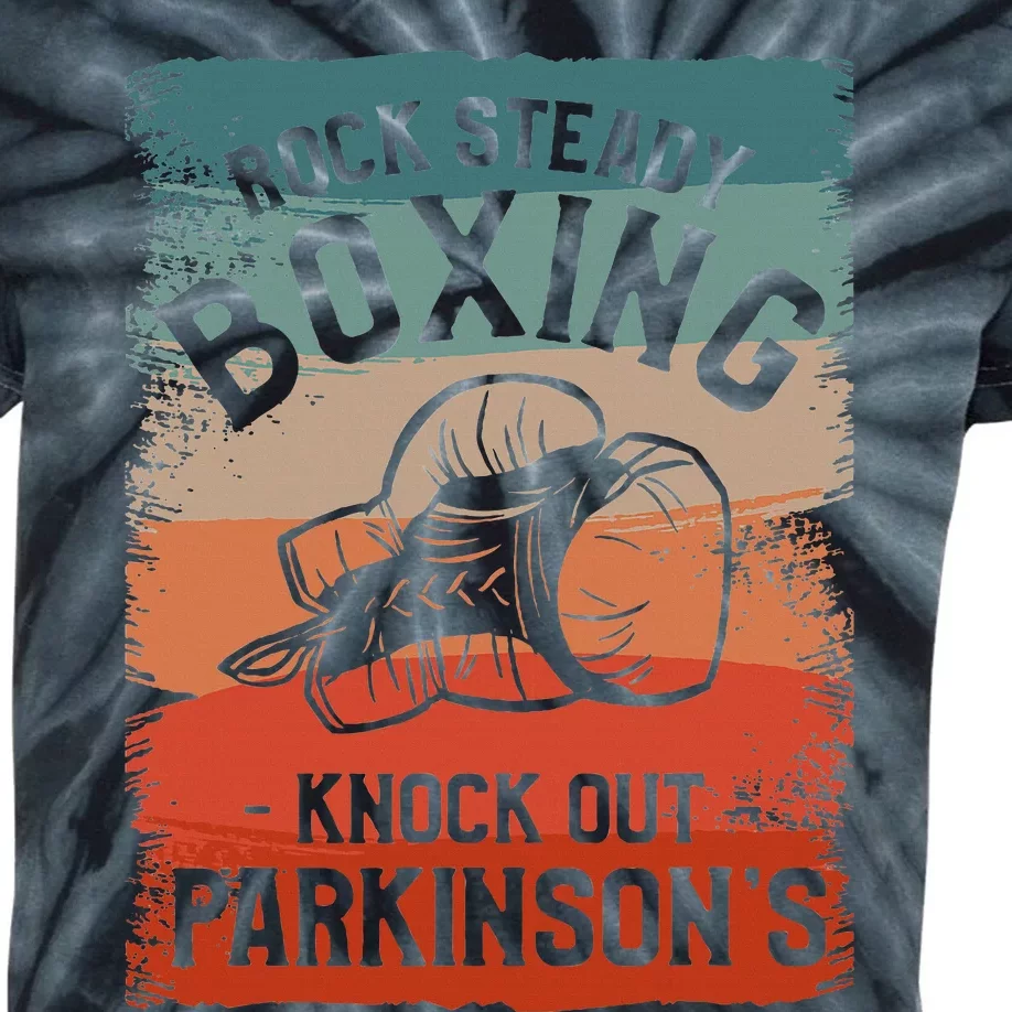 Rock Steady Boxing Knock Out ParkinsonS Awareness Kids Tie-Dye T-Shirt