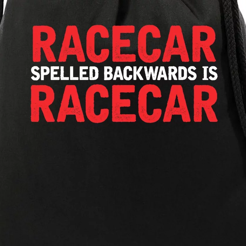 Racecar Spelled Backwards Car Drag Racing Lover Design Drawstring Bag