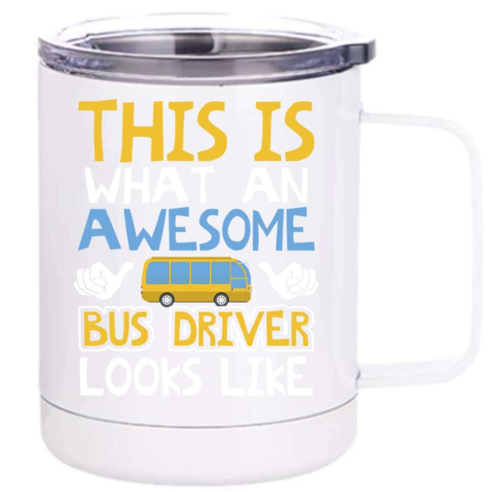 Retro School Bus Driver Graphic Gift School Bus Design Gift Front & Back 12oz Stainless Steel Tumbler Cup