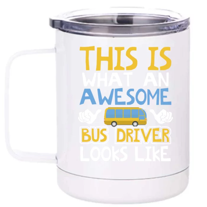 Retro School Bus Driver Graphic Gift School Bus Design Gift Front & Back 12oz Stainless Steel Tumbler Cup