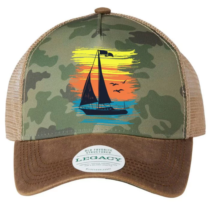 Retro Sail Boat Sailing Graphic Legacy Tie Dye Trucker Hat