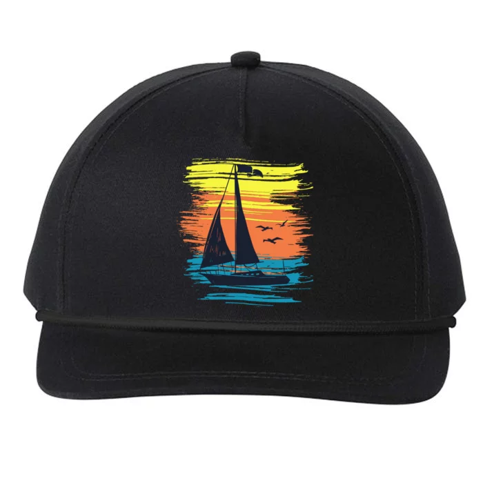 Retro Sail Boat Sailing Graphic Snapback Five-Panel Rope Hat