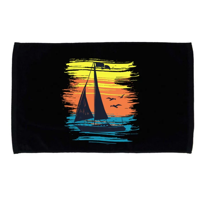 Retro Sail Boat Sailing Graphic Microfiber Hand Towel